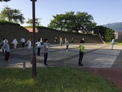 木戸池公園でのラジオ体操の様子