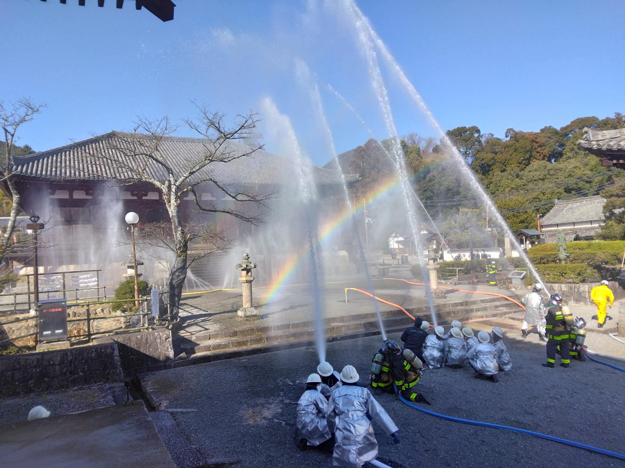 當麻寺防火訓練の様子
