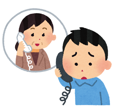 男性が消費生活相談へ電話相談を行っているイラスト