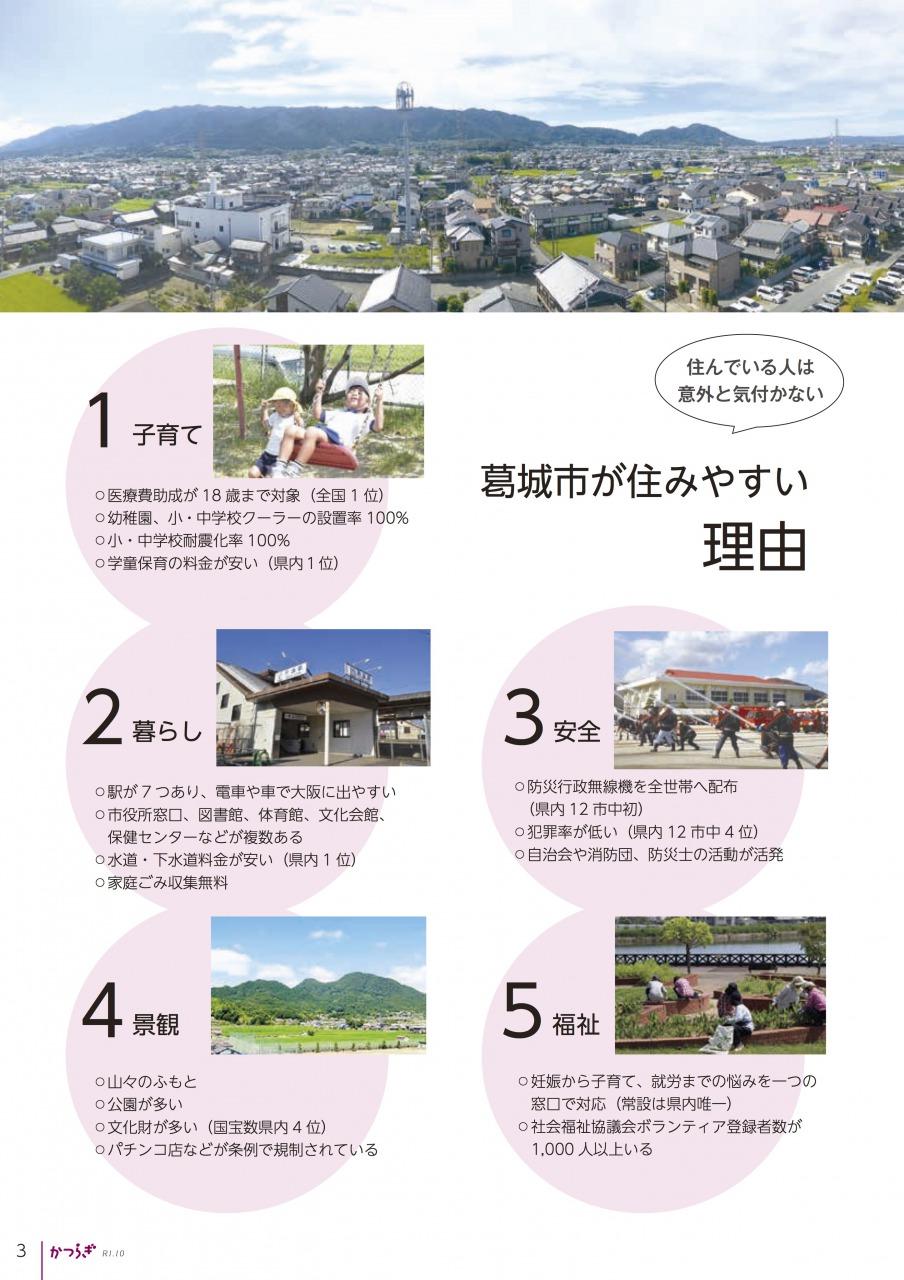 広報かつらぎ2019年10月号より葛城市が住みやすい理由の記事