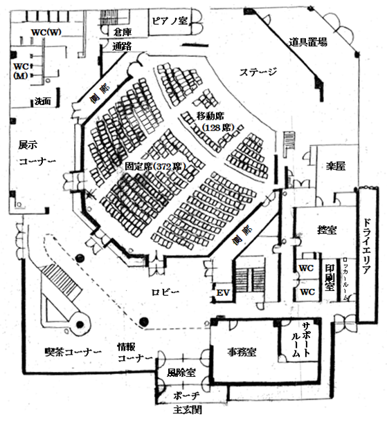 當麻文化会館1階の平面図