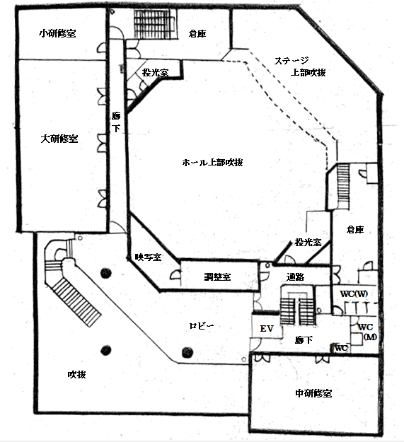 當麻文化会館2階の平面図