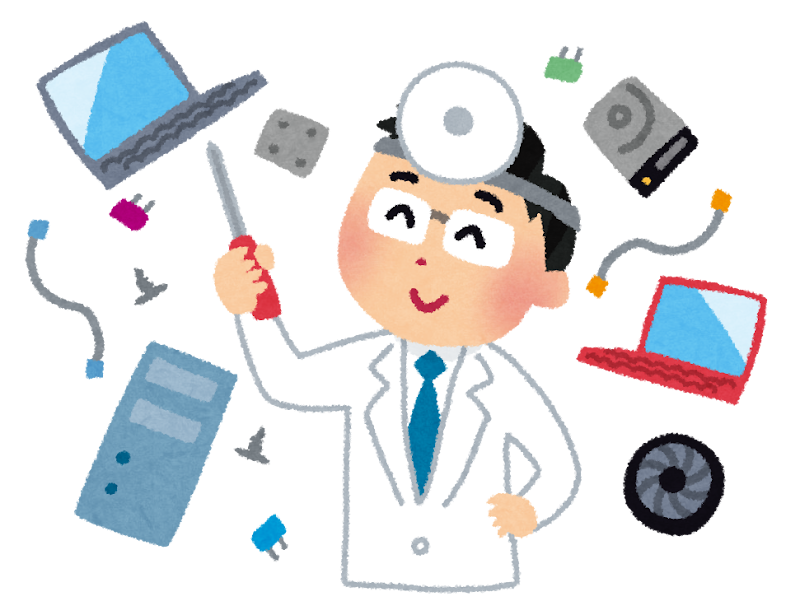 修理しているお医者さんのイラスト