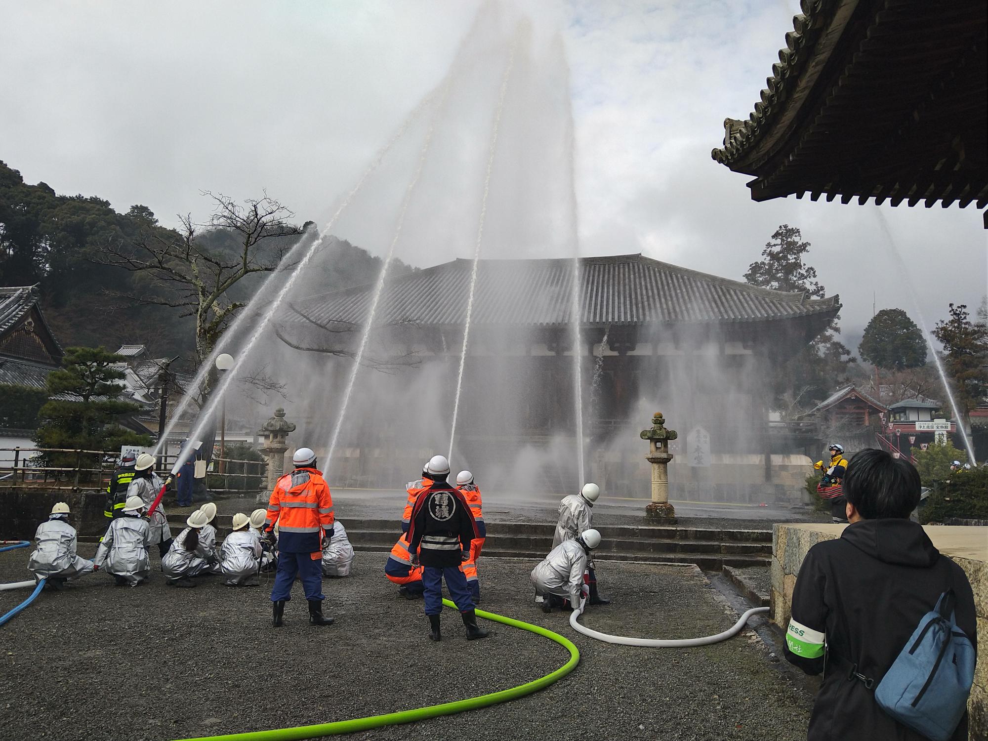 當麻寺消防訓練の様子