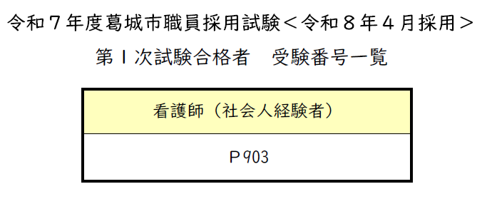 採用試験（第1次試験）合格者受験番号