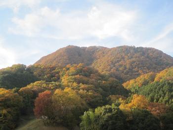 見頃の時の二上山の紅葉の様子