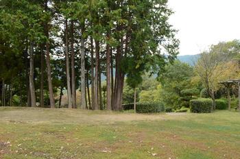 屋敷山古墳の上部付近の写真。今日では古墳自体にも木々が茂り、公園として整備されている様子が伺える