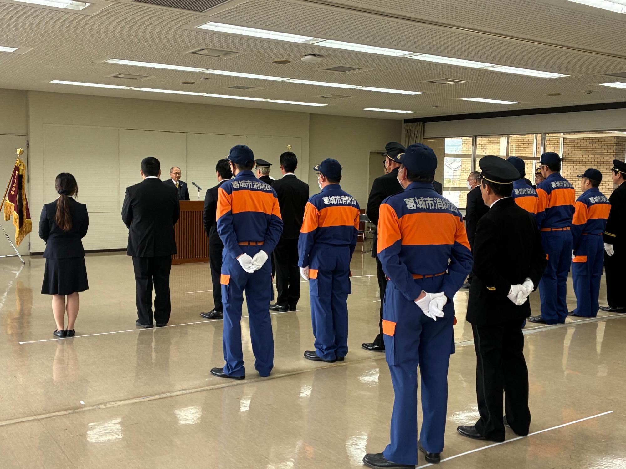 葛城市消防団任命式の様子